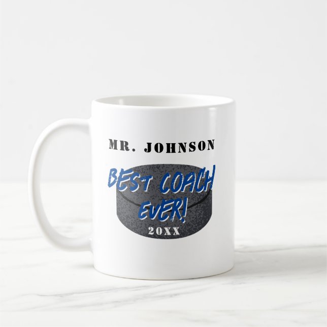 Best Coach Ever Ice Hockey Coffee Mug (Left)