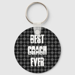 Best Coach Ever Modern Black Silver Pattern Keychain