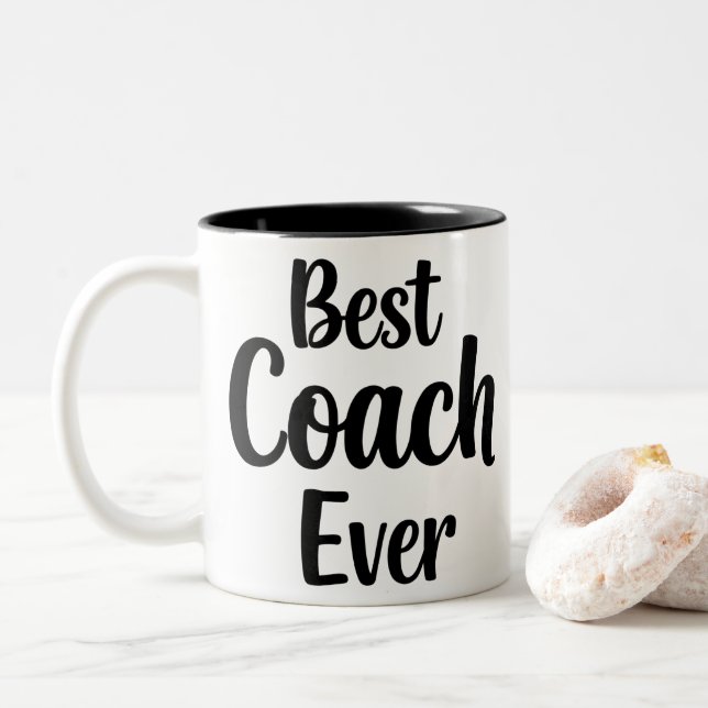 Best Coach Ever Personalized  Appreciation Gift  Two-Tone Coffee Mug (With Donut)