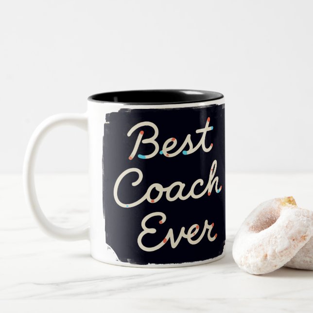 Best Coach Ever Personalized  Appreciation  Two-Tone Coffee Mug (With Donut)