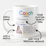 Best Coach Ever Search Results Photo & Message Coffee Mug<br><div class="desc">This fun and inspiring gift mug is the perfect way to honour the best coach ever. Styled like a search engine result, it humorously names your coach as the world's best with your personal message and a custom photo for an extra special touch. The bright, colourful design is modern and...</div>