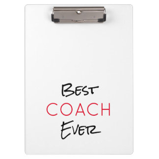 BEST COACH EVER Sports School Team colours Modern Clipboard
