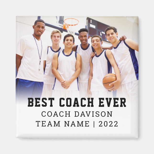 Best Coach Ever Team Name Year Photo Keepsake Magn Magnet (Front)