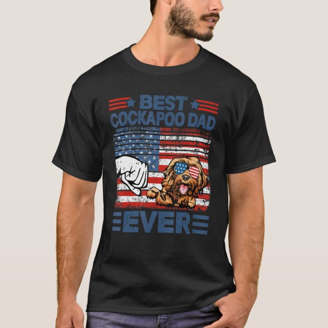 Best Cockapoo Dad Ever American Flag Fathers Day T-Shirt (Front)