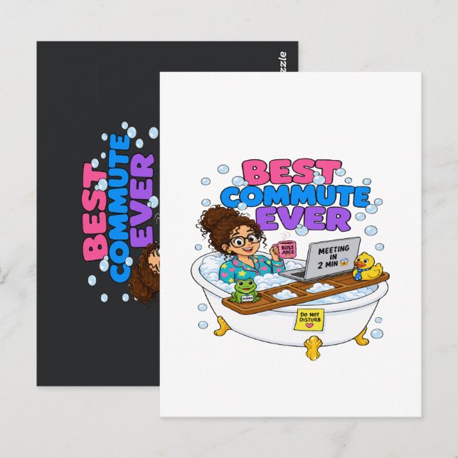  Best Commute Ever Funny Work From Home Design Postcard (Front/Back)