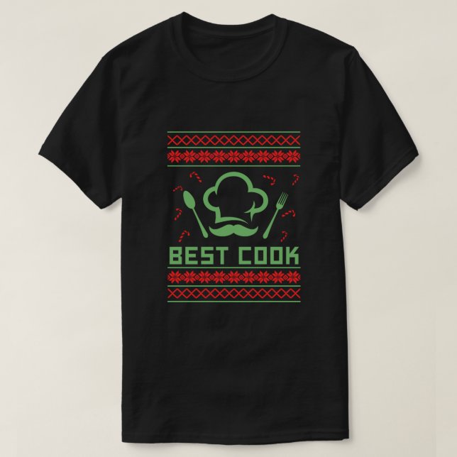 Best Cook Ugly Christmas Sweater Cooking Chef Gift (Design Front)