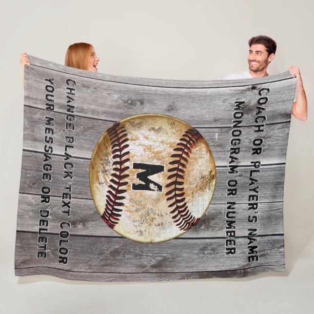 Best Cool Rustic Personalized Baseball Coach Gifts Fleece Blanket (In Situ)