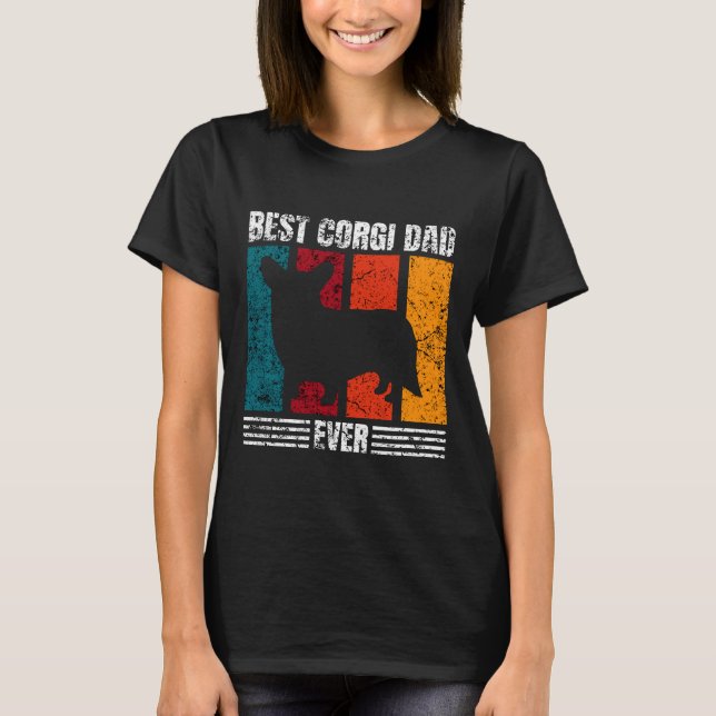Best Corgi Dad Ever Distressed T-Shirt (Front)