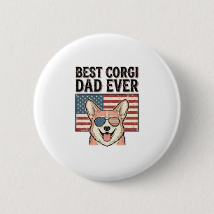 Best Corgi Dad Ever Patriotic Vintage Dog Shirt_1 2 Inch Round Button