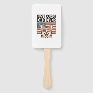 Best Corgi Dad Ever Patriotic Vintage Dog Shirt_1 Hand Fan