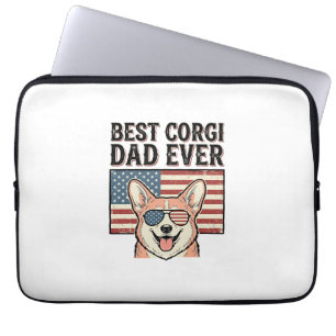 Best Corgi Dad Ever Patriotic Vintage Dog Shirt_1 Laptop Sleeve