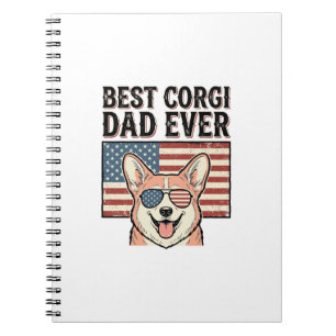 Best Corgi Dad Ever Patriotic Vintage Dog Shirt_1 Notebook