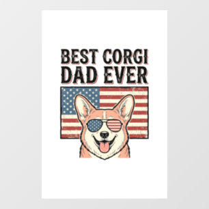 Best Corgi Dad Ever Patriotic Vintage Dog Shirt_1 Window Cling