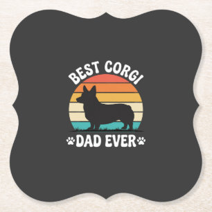 Best Corgi Dad Ever Retro Dog Paper Coaster