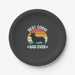 Best Corgi Dad Ever Retro Dog Paper Plate