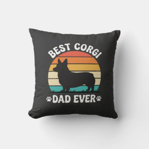 Best Corgi Dad Ever Retro Dog Throw Pillow