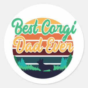 Best Corgi Dad Ever Retro Vintage Fathers Day Gift Classic Round Sticker