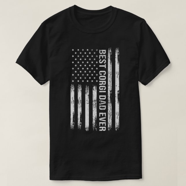 Best Corgi Dad Ever Tee Dog Lover American Flag Pa (Design Front)