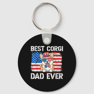 Best Corgi Dad Ever Usa Flag Patriotic Dog 4th Of Keychain
