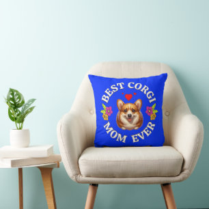 Best Corgi Mom Ever, Gift for Dog Lovers Throw Pillow