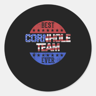 Best Cornhole Team Ever Backyard Game Classic Round Sticker