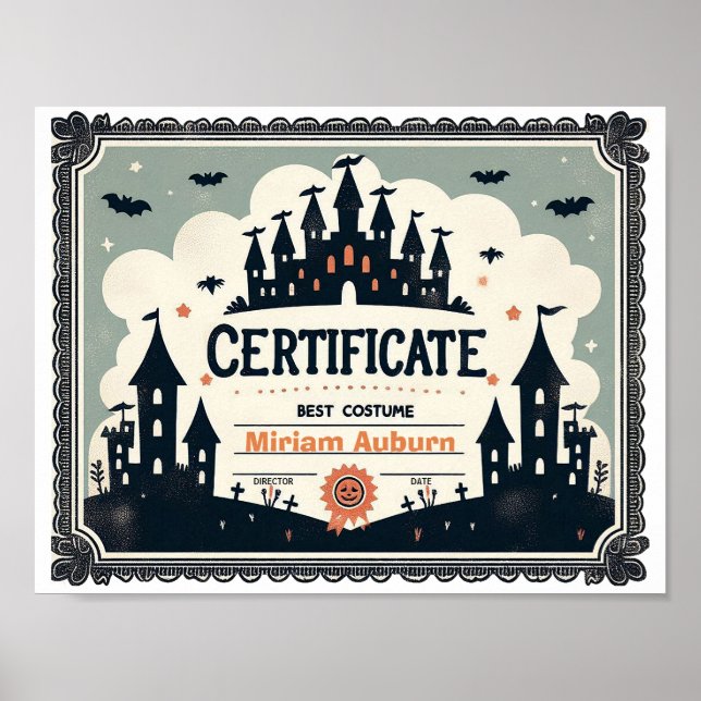 Best Costume Certificate - Haunted Castle Poster (Front)