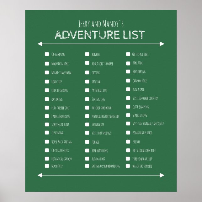 Best couple's gift bucket list poster (Front)