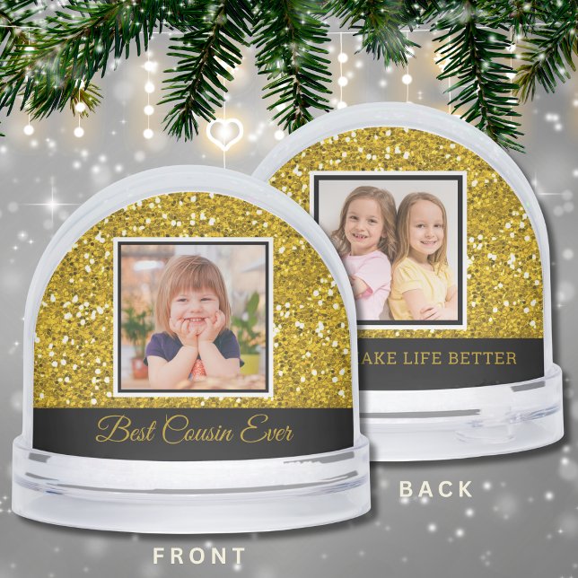 Best Cousin Ever 2 Photo Keepsake Gold Glitter (Créateur téléchargé)