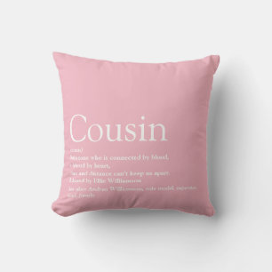 Best Cousin Ever Definition Girly Pink Throw Pillow