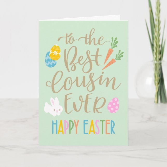 Best Cousin Ever Happy Easter Typography Card (Front)