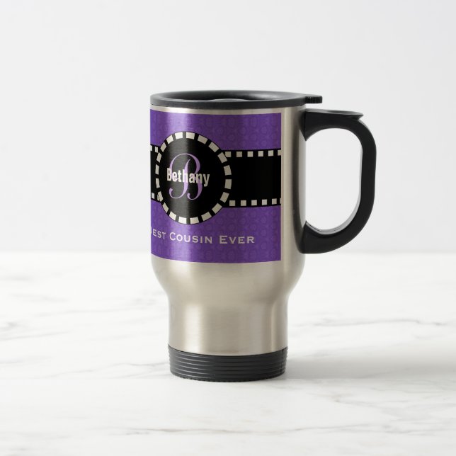 Best COUSIN Ever Monogram Custom Name V05 Travel Mug (Right)