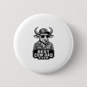 Best Cow Dad Ever Vintage Engraving Design_1 2 Inch Round Button