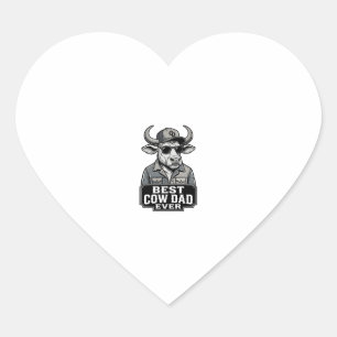 Best Cow Dad Ever Vintage Engraving Design_1 Heart Sticker