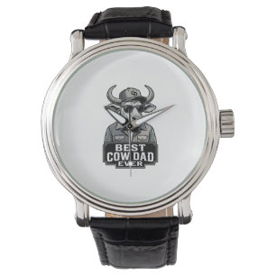 Best Cow Dad Ever Vintage Engraving Design_1 Watch