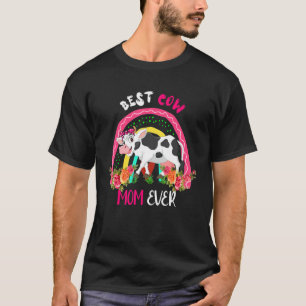 Best Cow Mom Ever Cute Cow Bow Tie Farmer Mother's T-Shirt