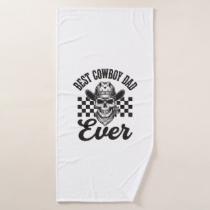 Best Cowboy Dad Skull Western Shirt Design_1 Bath Towel