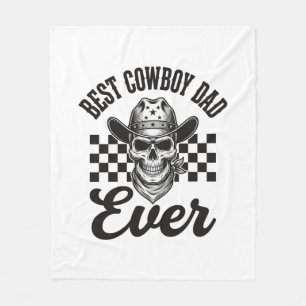 Best Cowboy Dad Skull Western Shirt Design_1 Fleece Blanket