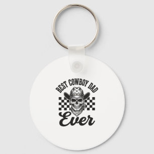 Best Cowboy Dad Skull Western Shirt Design_1 Keychain