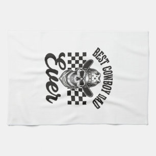 Best Cowboy Dad Skull Western Shirt Design_1 Kitchen Towel