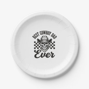 Best Cowboy Dad Skull Western Shirt Design_1 Paper Plate