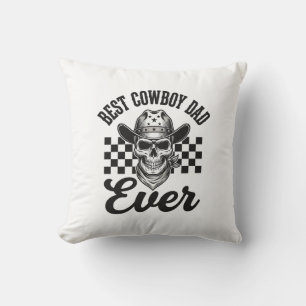 Best Cowboy Dad Skull Western Shirt Design_1 Throw Pillow