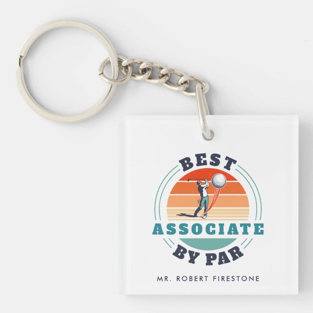Best Coworker By Par Custom Retro Golf Custom Keychain (Front)