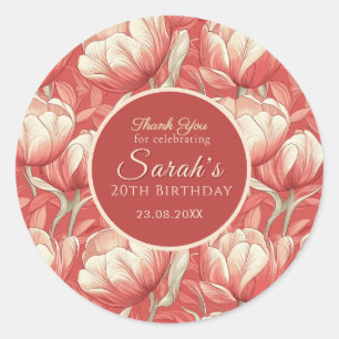 Best Custom Tulip Flower Adult Birthday Classic Round Sticker