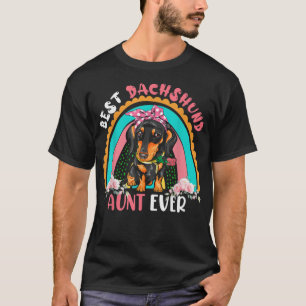 Best Dachshund Aunt Ever Cute Rainbow Flowers Dog T-Shirt