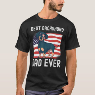 Best Dachshund Dad Ever American Flag 4th Of July  T-Shirt