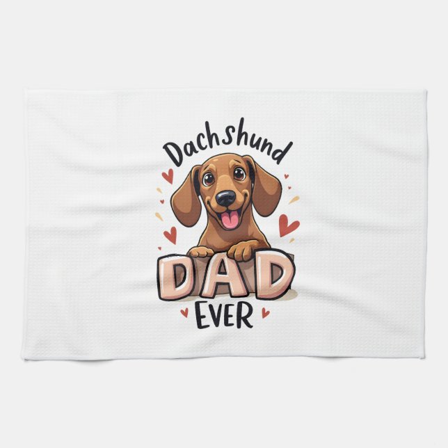 Best Dachshund Dad Ever T Shirt Kitchen Towel (Horizontal)