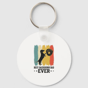 Best Dachshund Dad Ever Vintage Baseball Dog Shirt Keychain