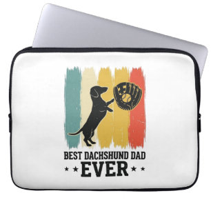 Best Dachshund Dad Ever Vintage Baseball Dog Shirt Laptop Sleeve