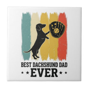 Best Dachshund Dad Ever Vintage Baseball Dog Shirt Tile