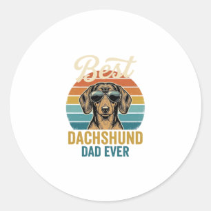 Best Dachshund Dad Ever Vintage Dog Shirt Design_1 Classic Round Sticker